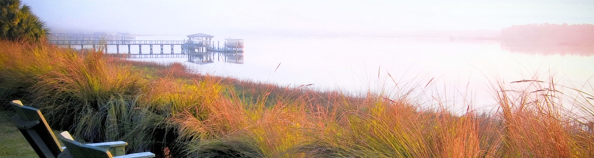 As morning fog rises over the May River in Palmetto Bluff, South Carolina